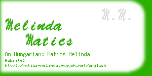 melinda matics business card